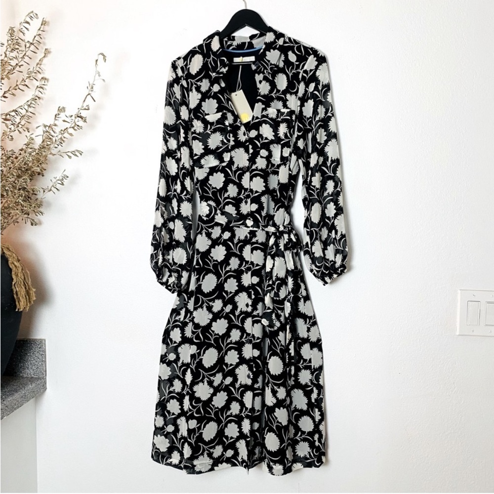 Boden MIDI Shirt Dress - Black Floral - 10R
